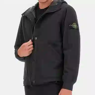 Stone Island FW23 Black Logo Zip Hoodie