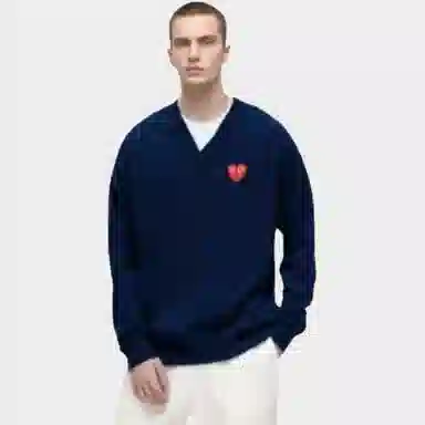 CDG Play V-Neck Sweater Navy