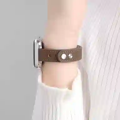 卫欣 苹果适用 手表表带 皮质材质 双钉反扣皮质表带男女通用