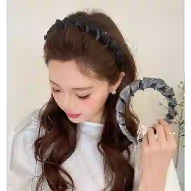 【高级感珠光网纱星空】 攸委 小香风发箍女防滑带齿纹理感日常外戴高颅顶头箍洗脸神器 亚克力 压发卡网红百搭气质发窟 男女同款情侣款