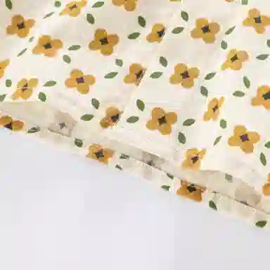 梦特娇 童装 法式碎花长袖衬衫纯棉束脚休闲裤衬衫套装 女童 绿色