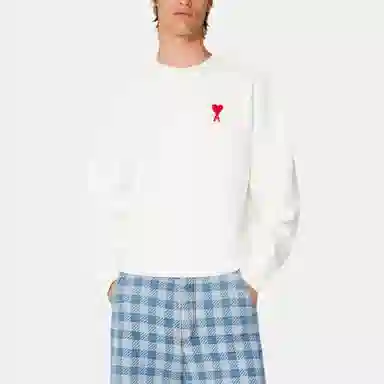 AMIPARIS Heart Embroidery Crewneck Natural White