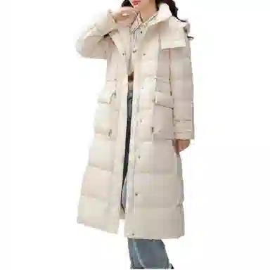 鸭鸭 通勤纯色连帽长袖羽绒服 女款