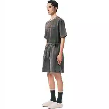 Feng Chen Wang Deconstructed Washed Shorts Grey