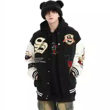 JIMI&JONS Embroidered Badge Baseball Jacket