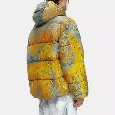 DIESEL FW24 Raindrop Print Zip Hoodie Down Jacket