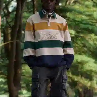 KITH FW24 Stripe Microsuede Tanner Pullover Fall 2024 Polo