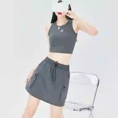 欧迪芬 高腰抽绳显瘦百搭半身裙工装短裙 女款