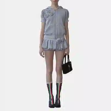 SCULPTOR Washed Rose Bloomer Skort Dusty Sky