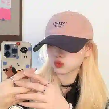 杨同学 撞色款 软顶 女生卡其色 拼色 遮阳帽子 夏季款 棉 鸭舌帽 男女同款情侣款