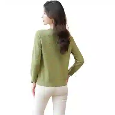 恒源祥 纯色百搭圆领宽松休闲长袖针织衫 女款