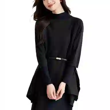 曲韩 纯色一字领舒适斗篷披风 女款