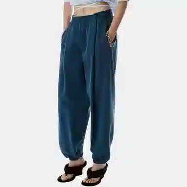 Alexander Wang SS25 Logo Pleated Knit Pants Navy