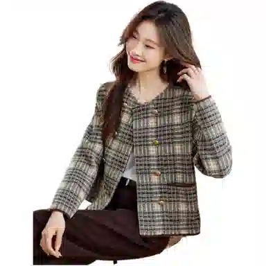 曲韩 格子通勤休闲夹克外套 女款