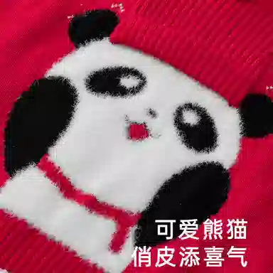 英氏毛衣 红色冬款纯棉长袖圆领休闲 儿童款