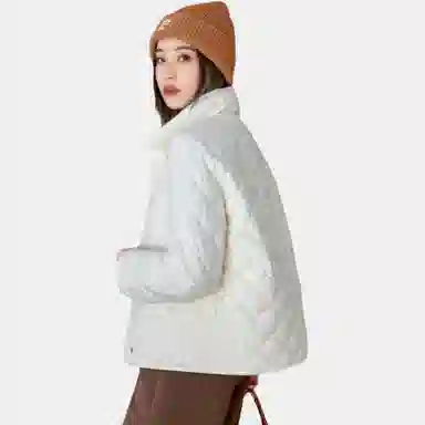 鸭鸭 纯色短款宽松立领长袖羽绒服 女款