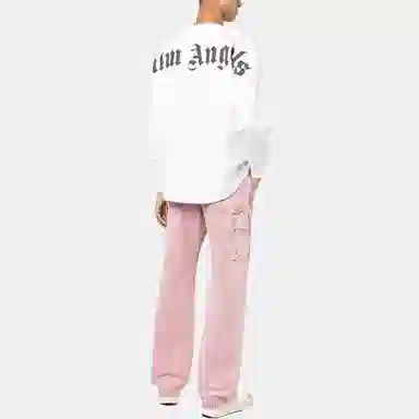 Palm Angels FW22 Logo Print Long Sleeve Tee White