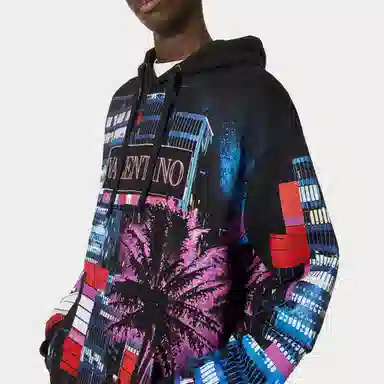 Valentino SS22 Electric City Hoodie Black