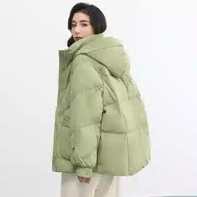 鸭鸭 纯色连帽短款加厚保暖休闲通勤韩系时尚百搭羽绒服 女款