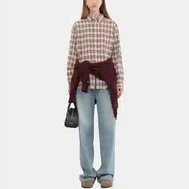 Dunst UNISEX CHECK FLANNEL SHIRT SOFT PINK