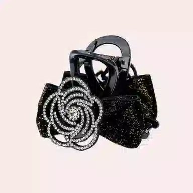 卡铂雅 黑色绒布休闲时尚潮流设计港风气质复古极简高级感 发夹 女款