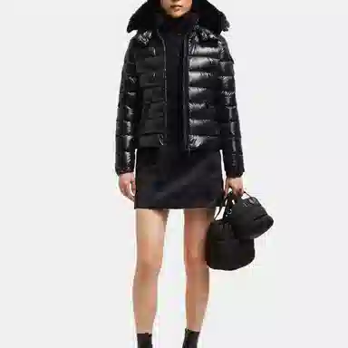 Moncler FW23 Logo Hooded Down Jacket Black