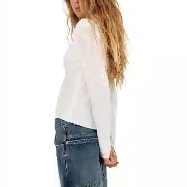 ZARA Square Neck Bow Shirt