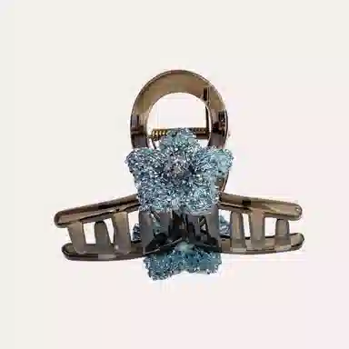 卡铂雅 蓝色花朵休闲设计港风气质复古镶钻极简高级感 发夹 女款