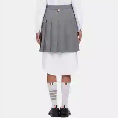 Thom Browne Pleated Mini Skirt Gray