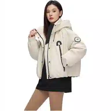 鸭鸭 秋冬 设计感时尚百搭保暖面包羽绒服 短款 女款