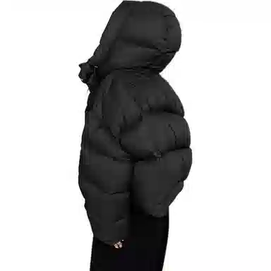 黛尔佳人 纯色宽松连帽适中棉服 女款