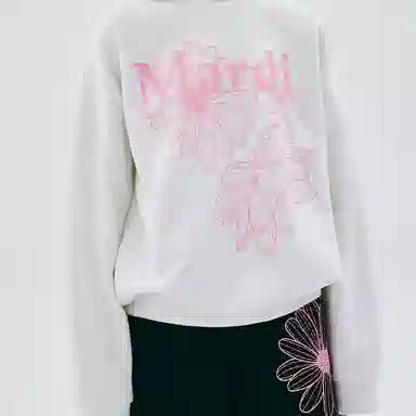 MARDI MERCREDI SS25 SWEATSHIRT TRIPLE FLOWER_WHITE PINK