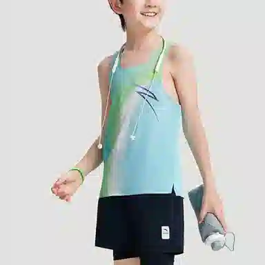 青少年 安踏儿童 透气舒适速干简约大方跑步背心 升华蓝