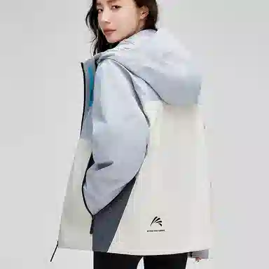 鸭鸭 休闲拼接连帽长袖羽绒服 女款