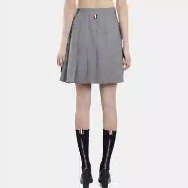 Thom Browne Pleated Mini Skirt Gray