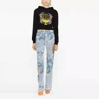 Versace Jeans Couture SS23 Floral Hoodie Black
