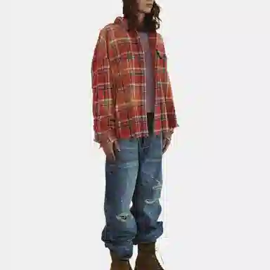 FARFROMWHAT FW24 Flannel Shirt Orange Red