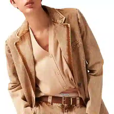 Miu Miu SS23 Washed Denim Jacket Cognac