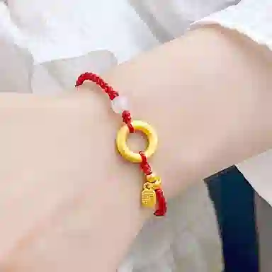 倾爱 平安福手绳转运珠个性精致 足金 黄金手链 男女同款情侣款