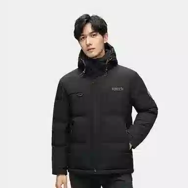 雅鹿 加厚连帽户外运动拼接撞色保暖羽绒服 男款