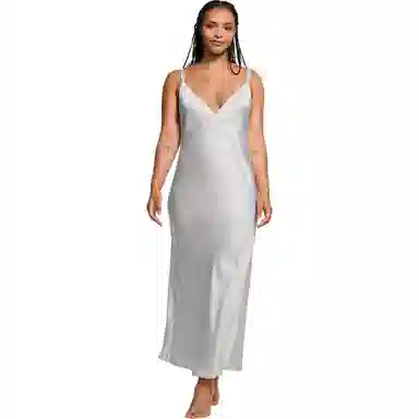 Victoria's Secret Twinkle Strap Satin Long Slip DressSILVER PEARL V