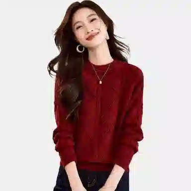 曲韩 圆领宽松亲肤毛衣 女款