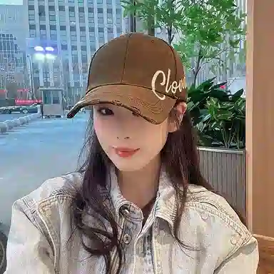 艾佳微 夏季字母刺绣大头围显脸小棒球帽 户外出行遮阳防晒百搭 棉 鸭舌帽 男女同款情侣款