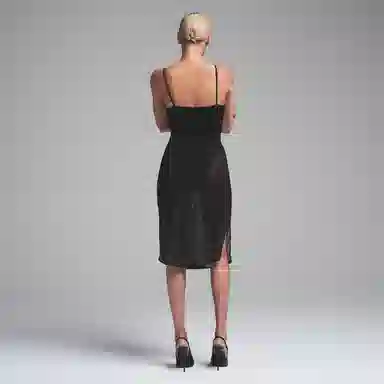 SKIMS SS25 Body Mesh Plunge Midi Dress Onyx