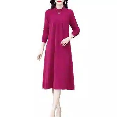 恒源祥 纯色休闲简约长袖连衣裙 女款