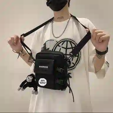 Warrior Nylon Shoulder Bag Black