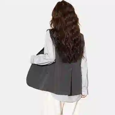 法文箱子 纯色西装领百搭无袖马甲 女款