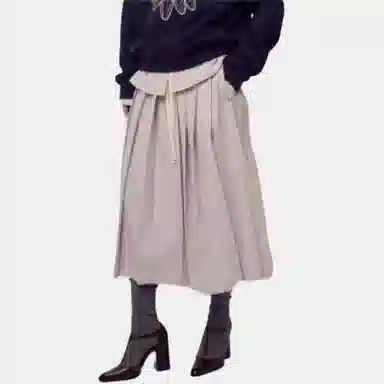 MARDI MERCREDI FW25 COTTON PLEATED MAXI SKIRT STRIPE_PINK