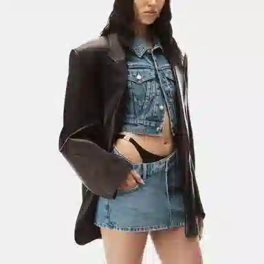 alexander wang SS23 Asymmetric Denim Bikini Set Navy