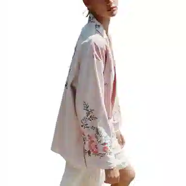 ZARA Colorblock Floral Embroidered Shirt